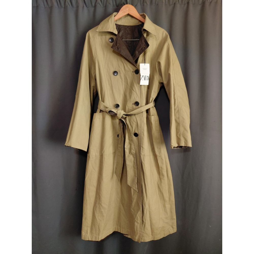 ZARA Reversible Trench Coat ZW COLLECTION Brown Tan Size Small NWT - Picture 13 of 16